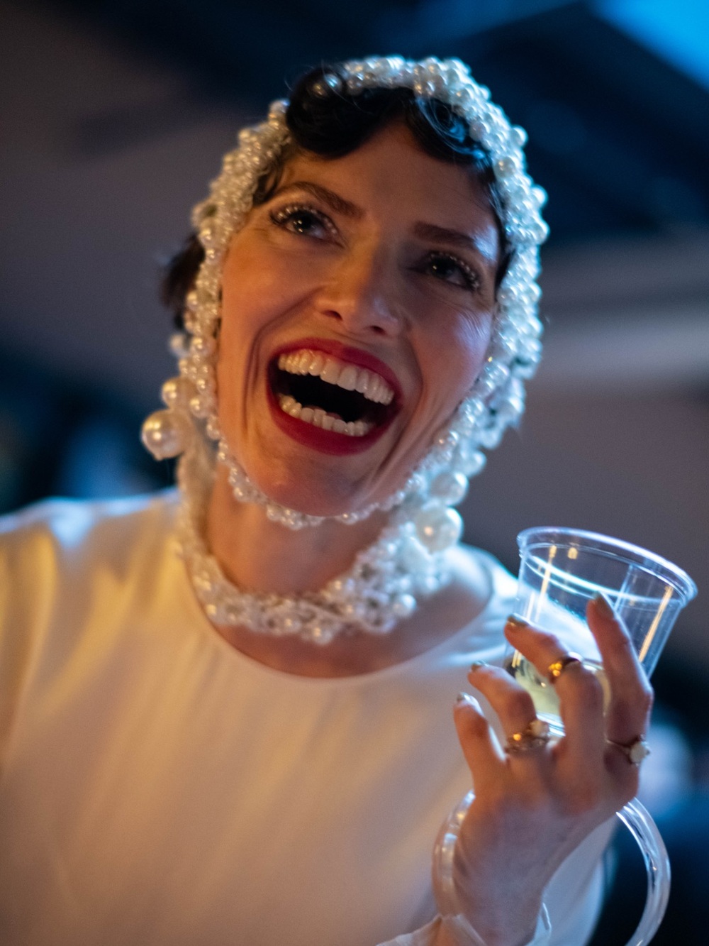 Pearl-Embellished Ivory Headpiece and Choker Set